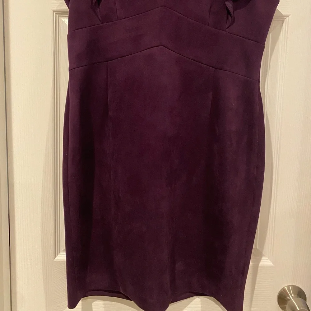 DKNY Ruffled Cap-Sleeve Sheath Dress Aubergine Purple - Picture 6 of 8